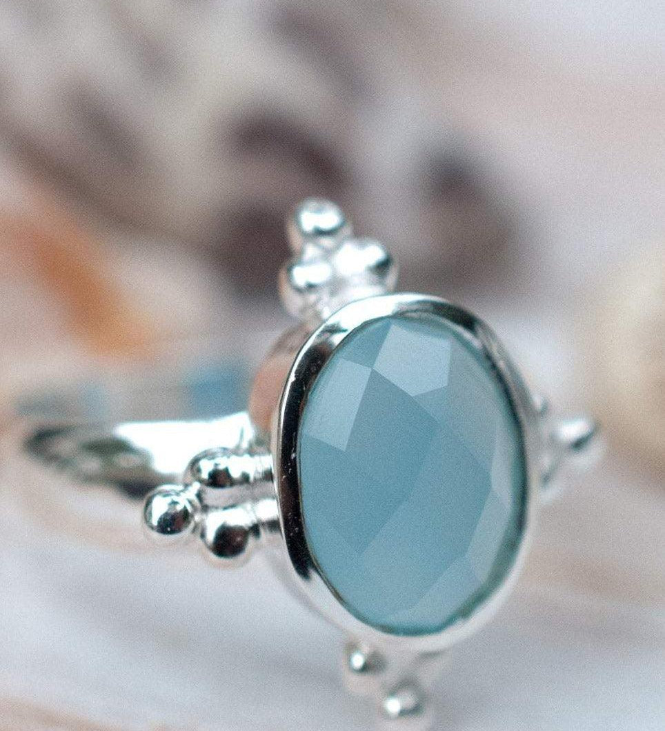 Blue Chalcedony Ring ~ Sterling Silver 925 ~ MR052 - Maresia Jewelry
