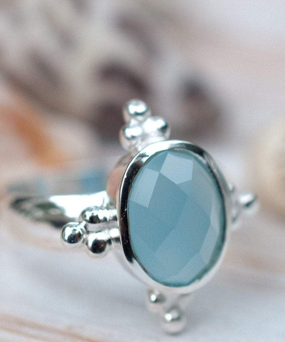 Blue Chalcedony Ring ~ Sterling Silver 925 ~ MR052 - Maresia Jewelry