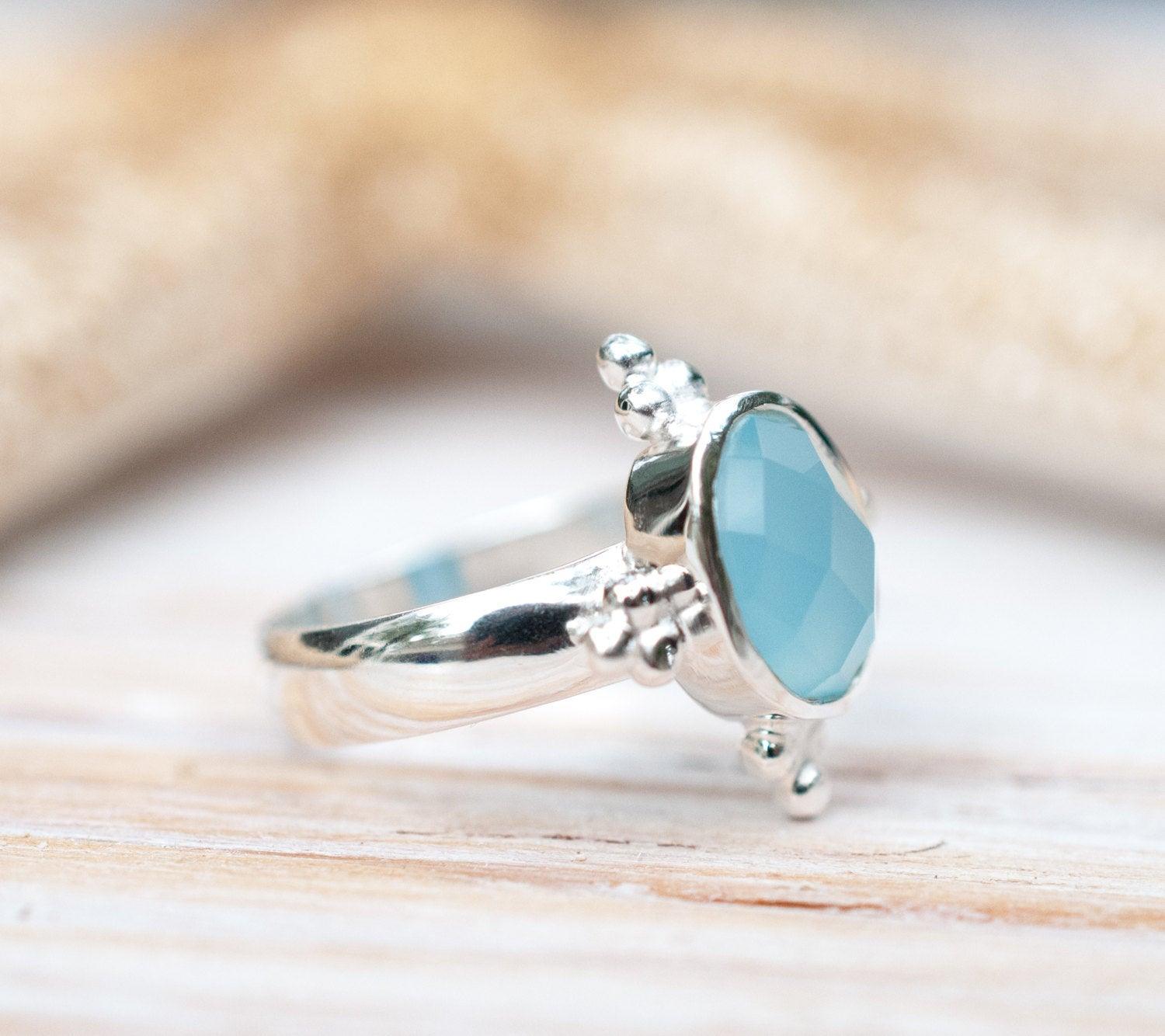 Blue Chalcedony Ring ~ Sterling Silver 925 ~ MR052 - Maresia Jewelry