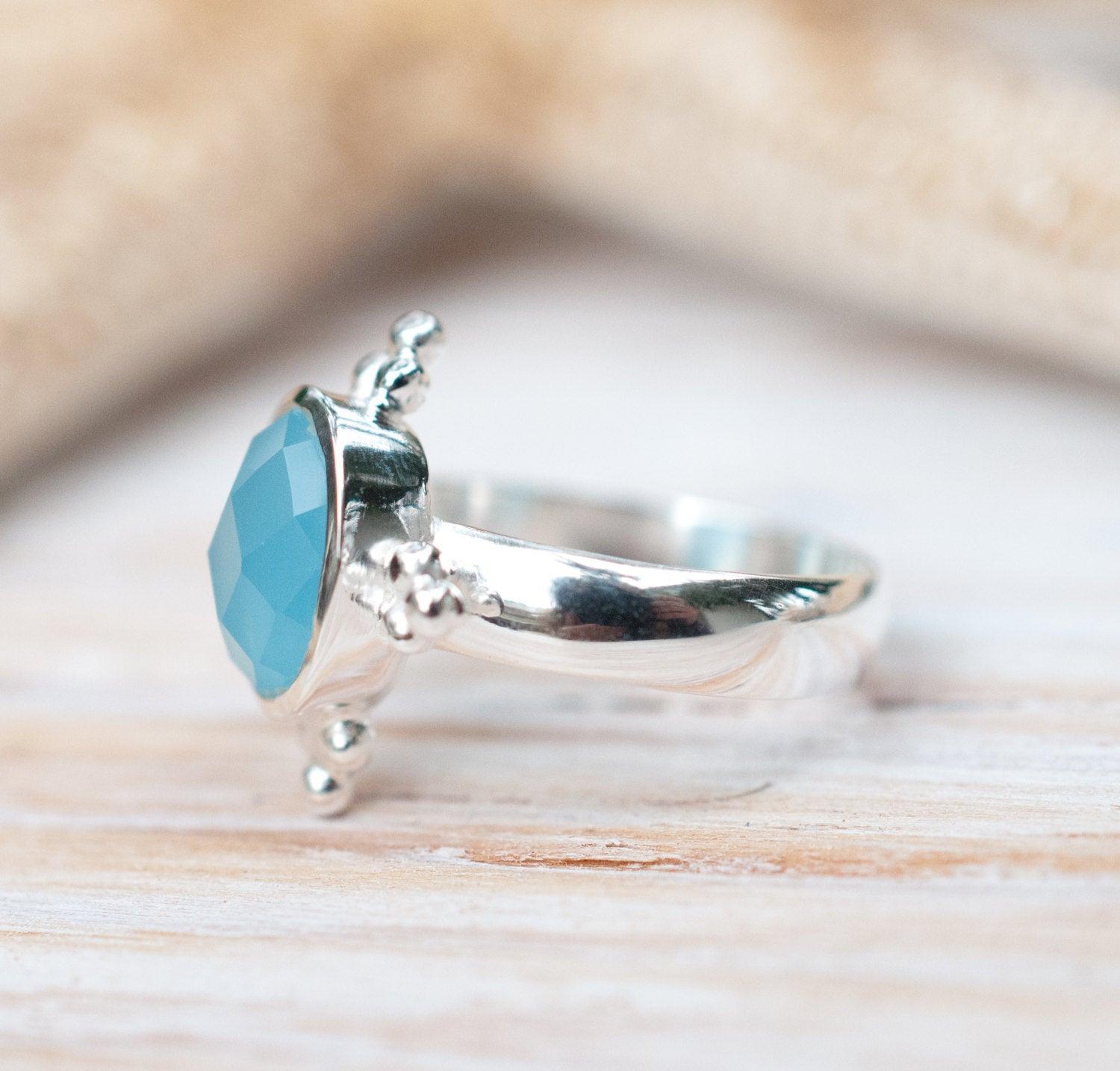 Blue Chalcedony Ring ~ Sterling Silver 925 ~ MR052 - Maresia Jewelry