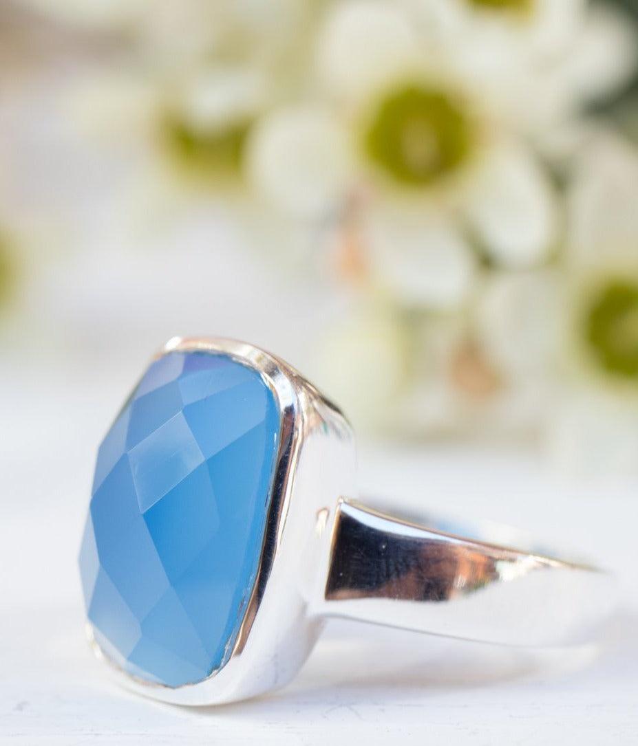Blue Chalcedony Ring ~Sterling Silver 925~ MR177 - Maresia Jewelry