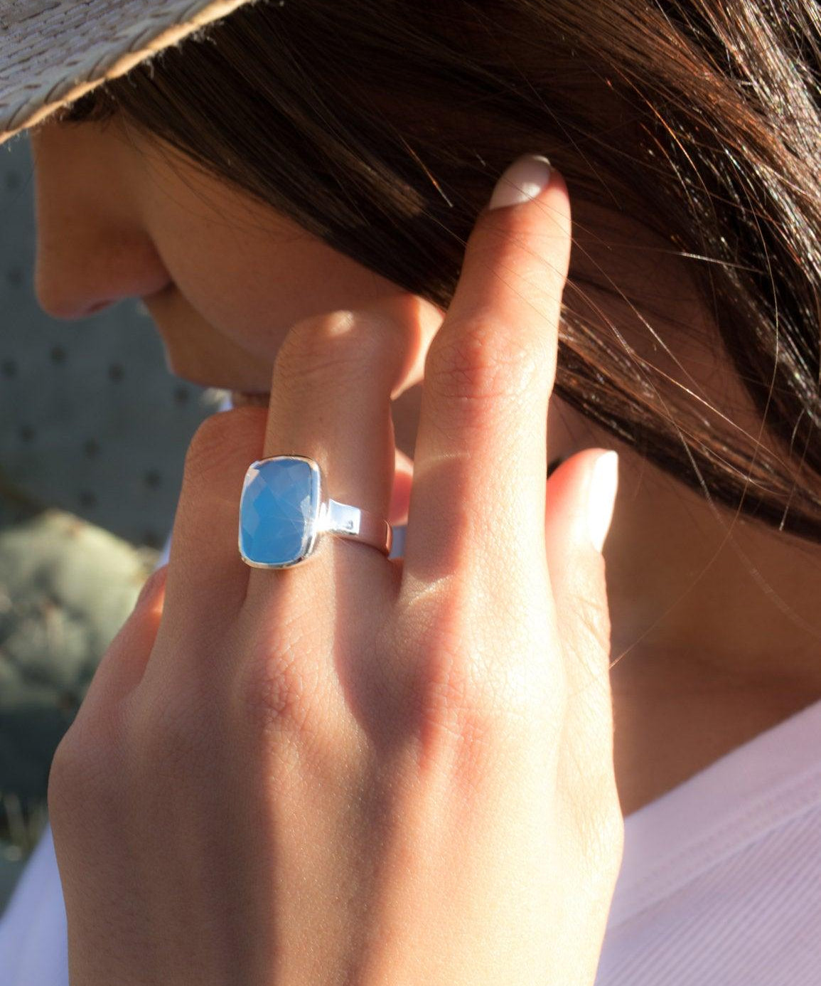 Blue Chalcedony Ring ~Sterling Silver 925~ MR177 - Maresia Jewelry