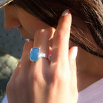 Blue Chalcedony Ring ~Sterling Silver 925~ MR177 - Maresia Jewelry