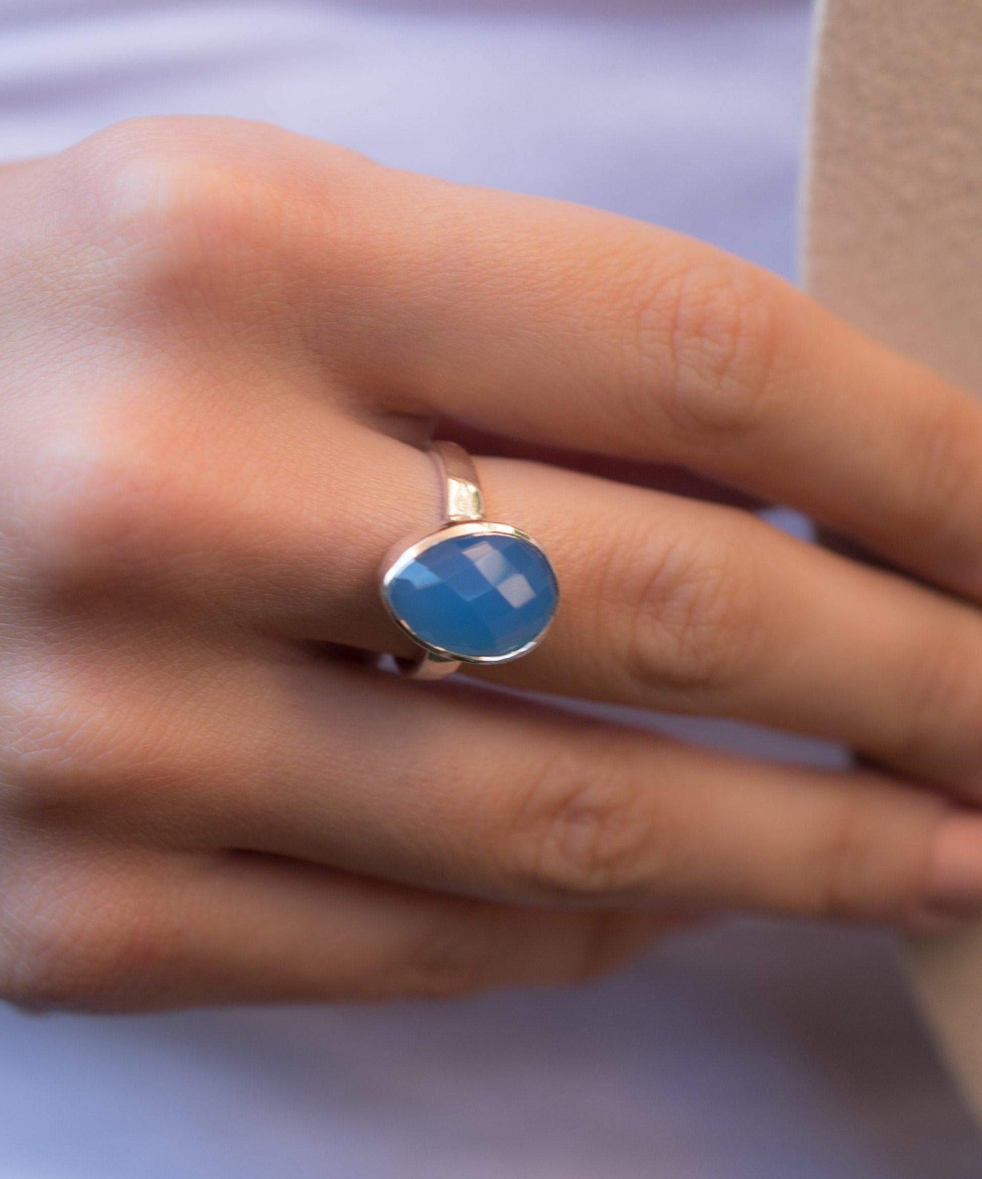 Blue Chalcedony Ring ~ Sterling Silver 925 ~ MR217 - Maresia Jewelry