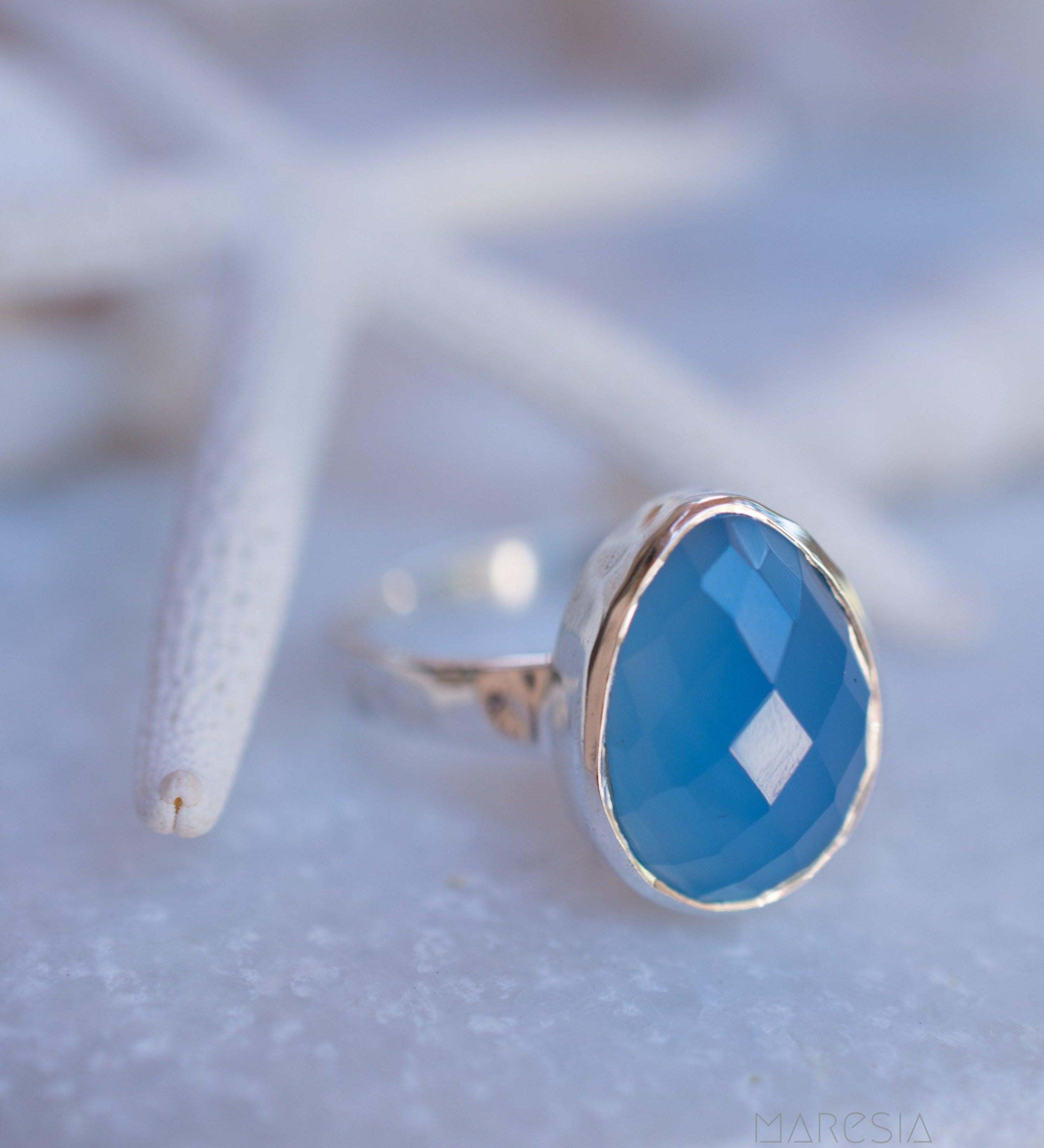 Blue Chalcedony Ring ~ Sterling Silver 925 ~ MR217 - Maresia Jewelry