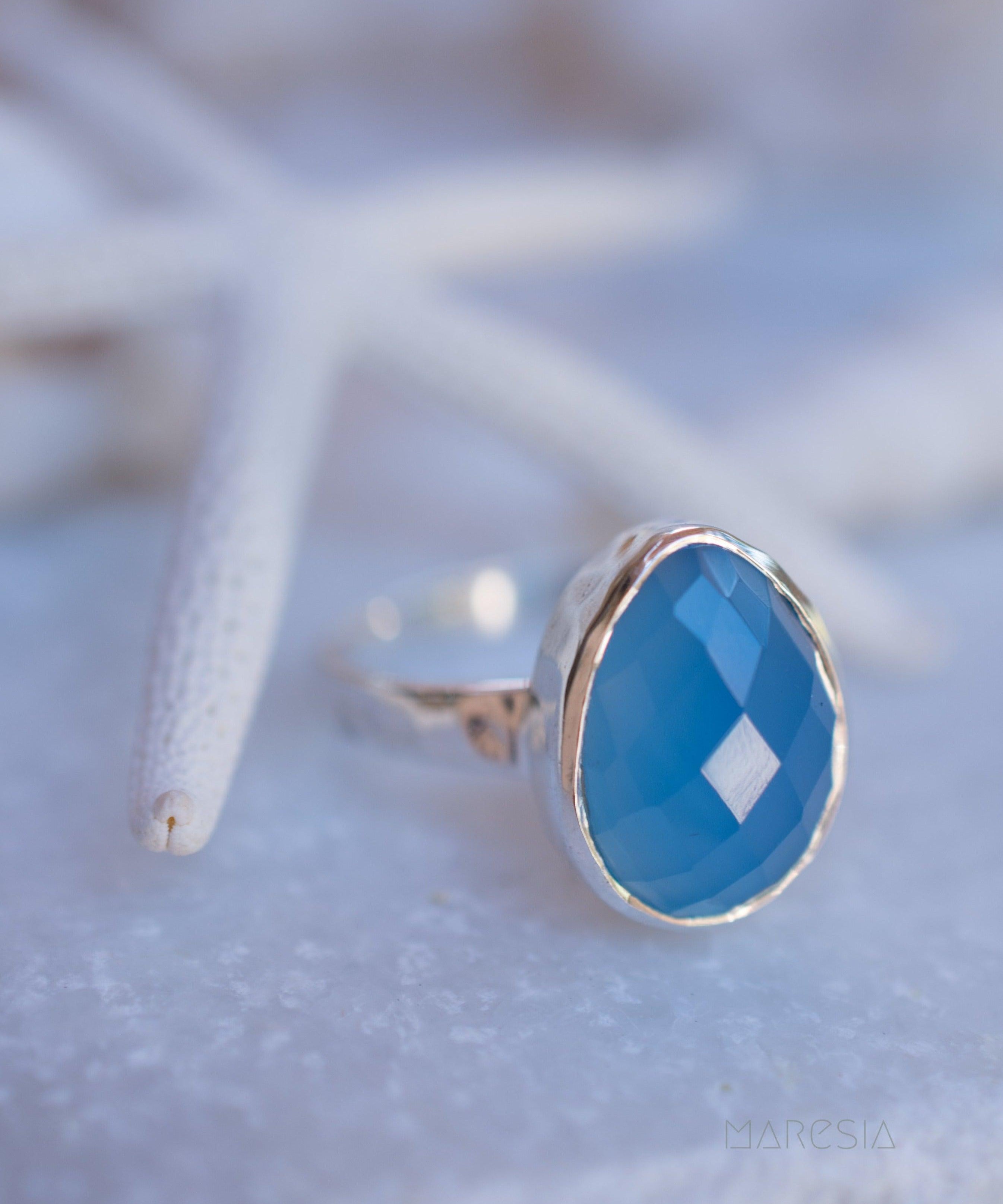 Blue Chalcedony Ring ~ Sterling Silver 925 ~ MR217 - Maresia Jewelry