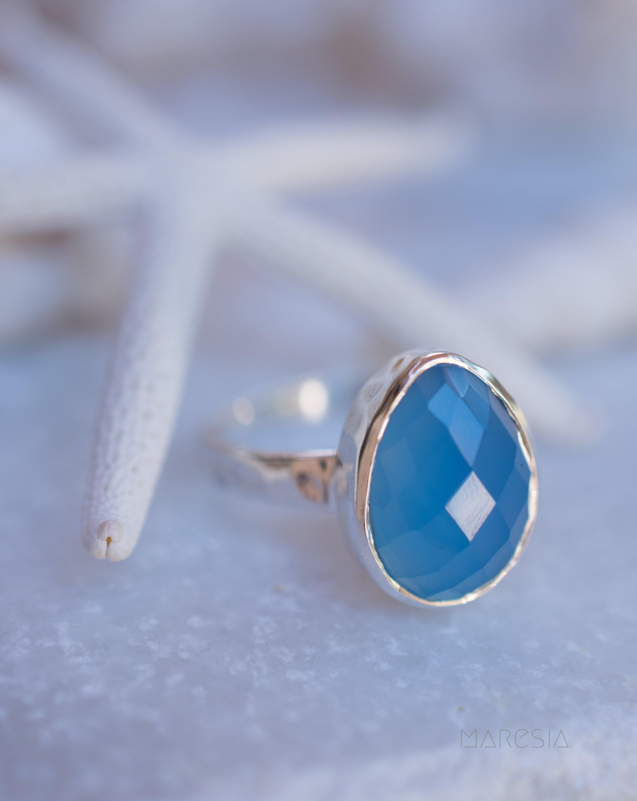 Blue Chalcedony Ring ~ Sterling Silver 925 ~ MR217 - Maresia Jewelry