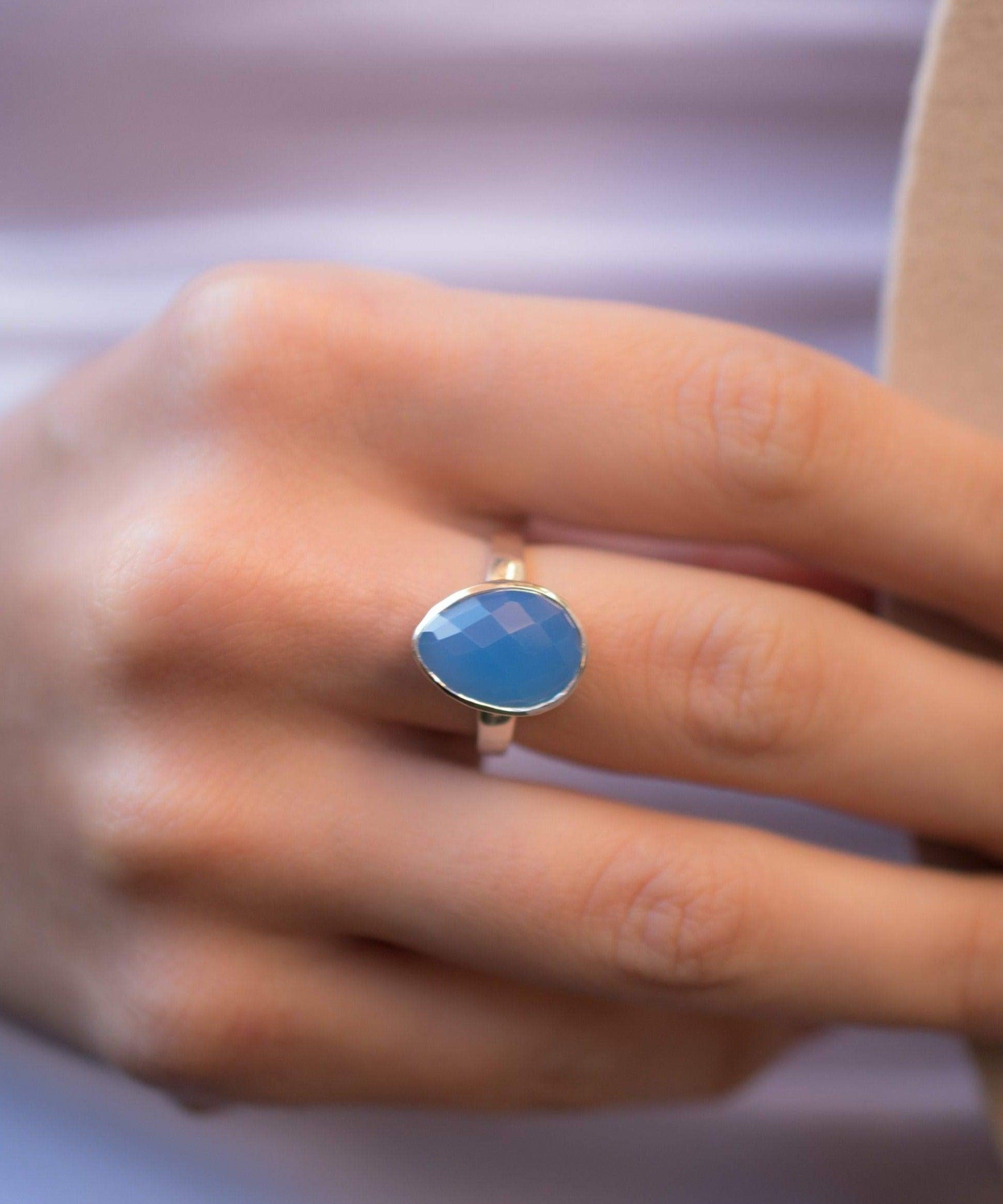 Blue Chalcedony Ring ~ Sterling Silver 925 ~ MR217 - Maresia Jewelry
