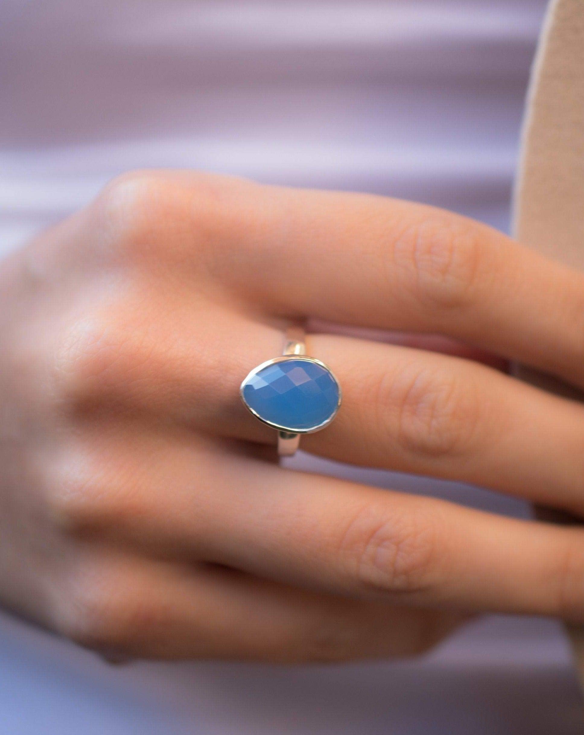 Blue Chalcedony Ring ~ Sterling Silver 925 ~ MR217 - Maresia Jewelry