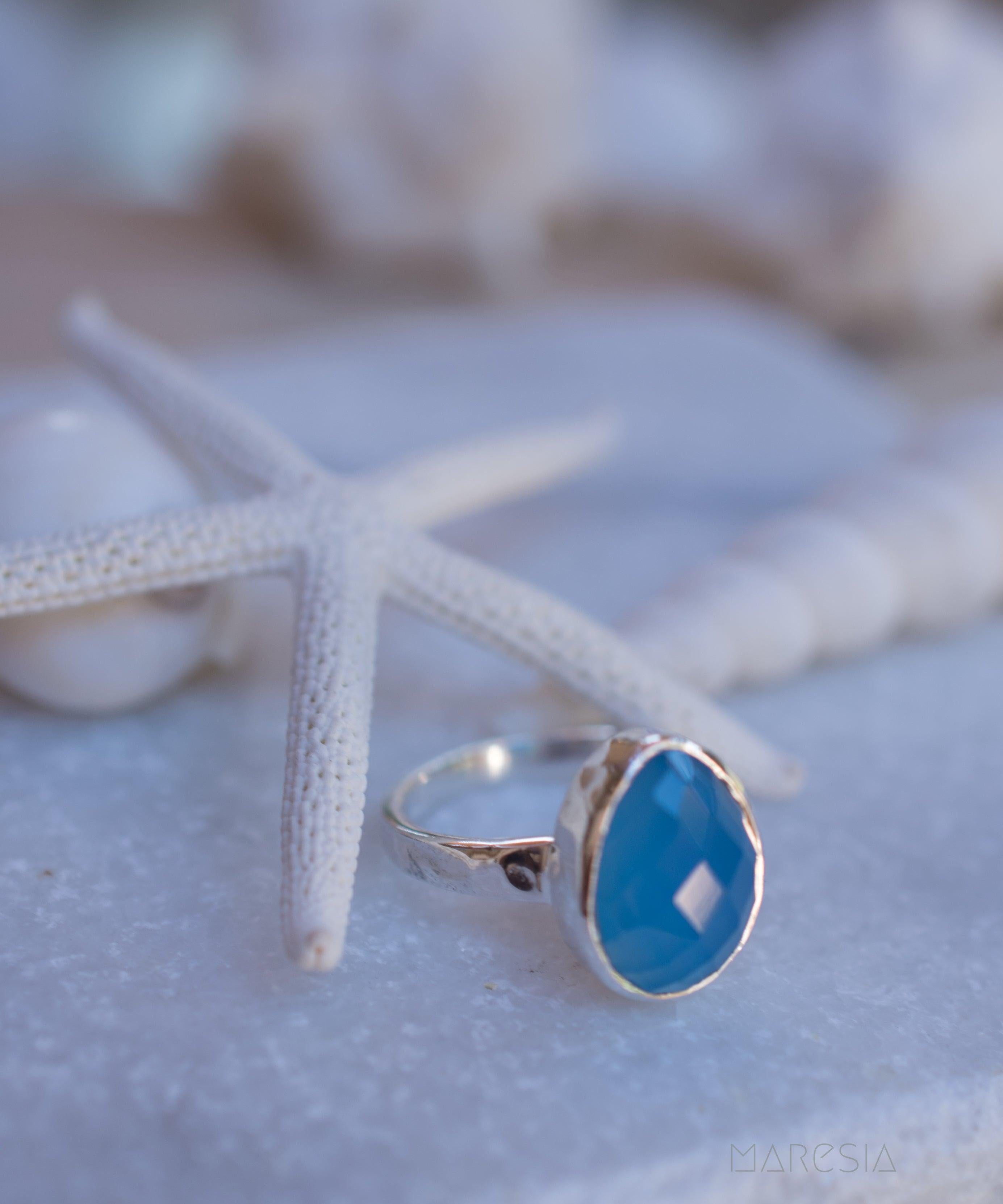 Blue Chalcedony Ring ~ Sterling Silver 925 ~ MR217 - Maresia Jewelry