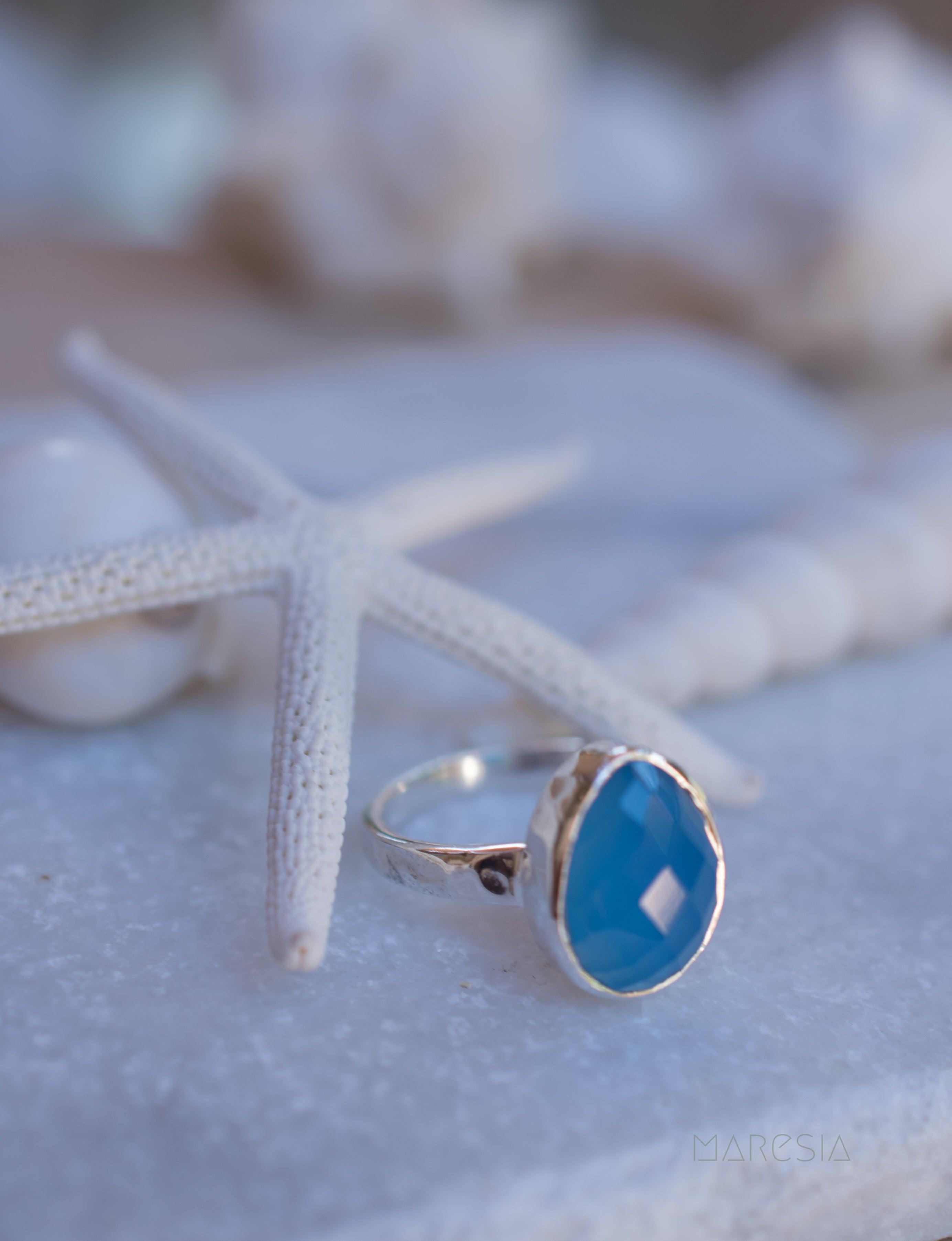 Blue Chalcedony Ring ~ Sterling Silver 925 ~ MR217 - Maresia Jewelry