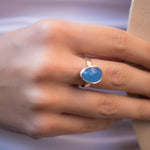 Blue Chalcedony Ring ~ Sterling Silver 925 ~ MR217 - Maresia Jewelry