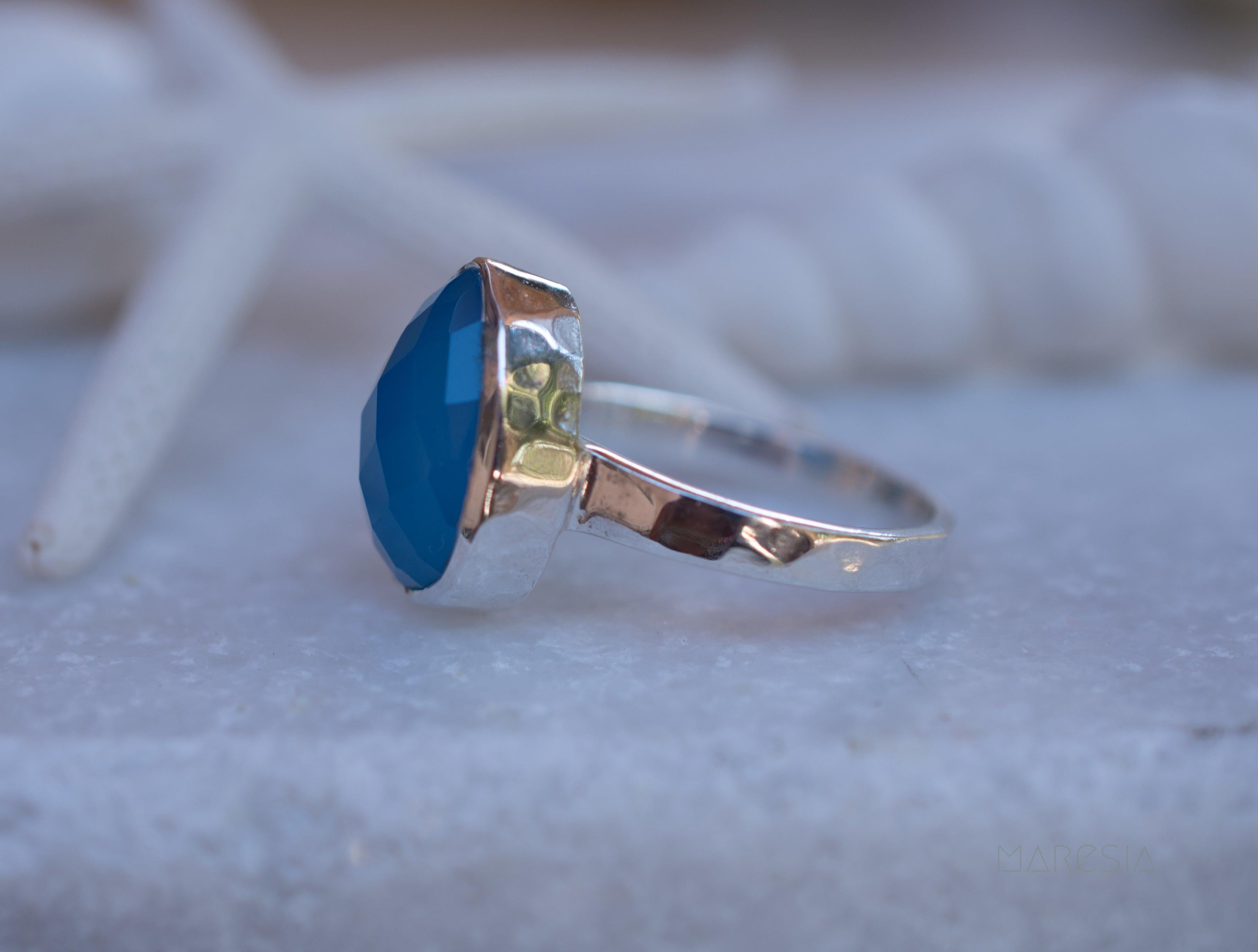 Blue Chalcedony Ring ~ Sterling Silver 925 ~ MR217 - Maresia Jewelry