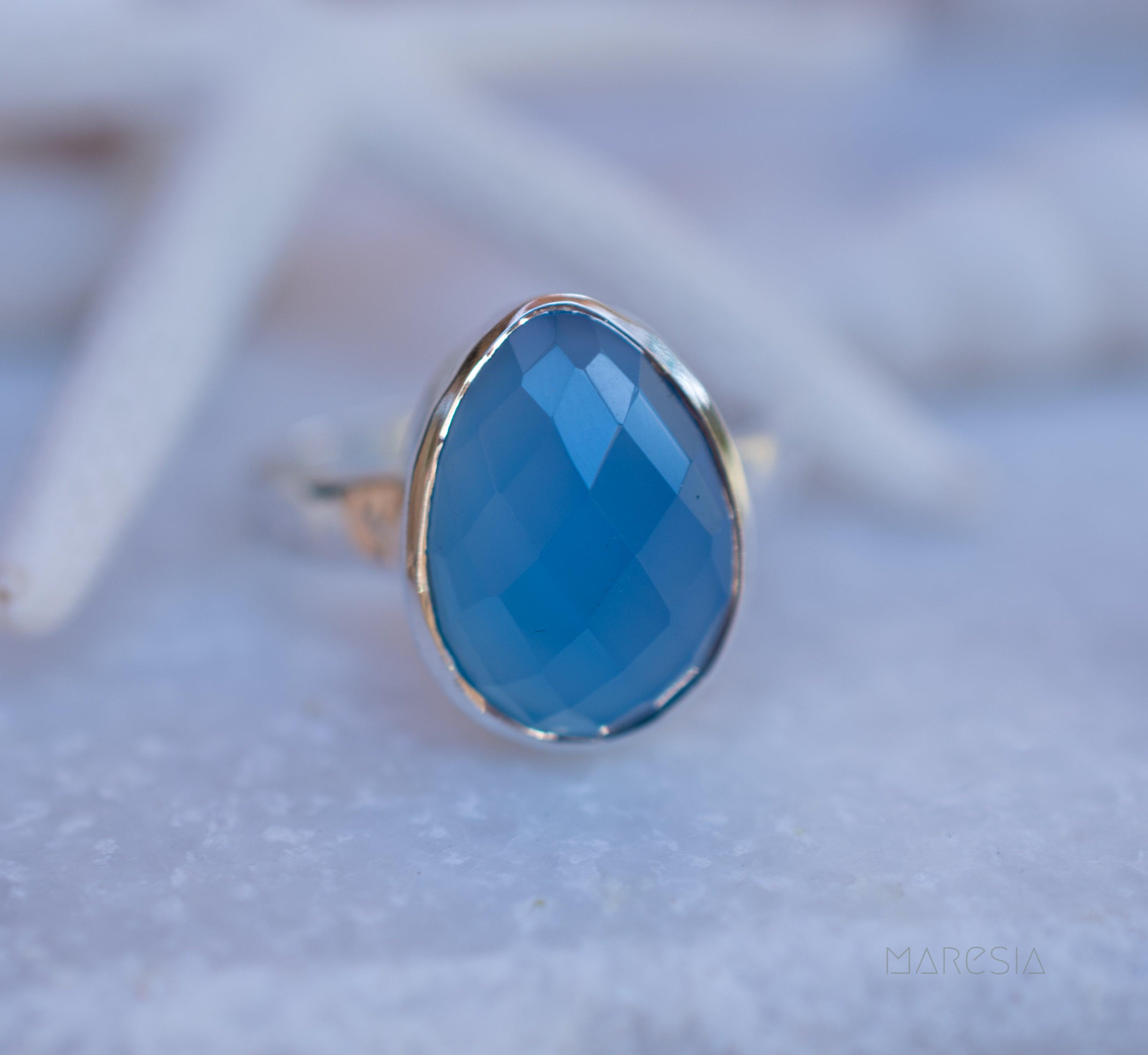 Blue Chalcedony Ring ~ Sterling Silver 925 ~ MR217 - Maresia Jewelry