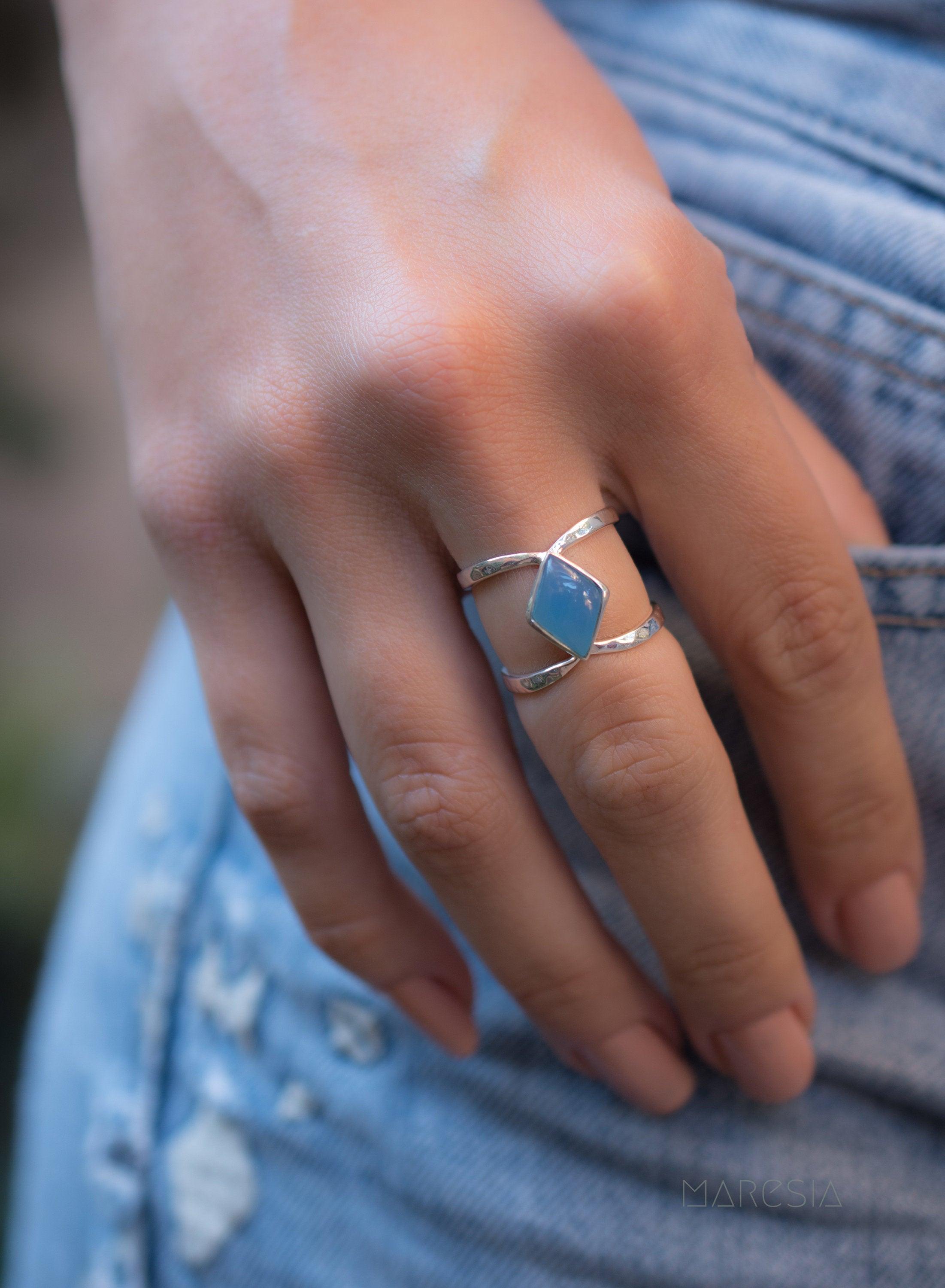 Blue Chalcedony ~ Sterling Silver 925 ~ MR216 - Maresia Jewelry