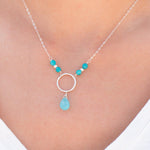 Blue Chalcedony Tear Drop Necklace ~ Sterling Silver 925 - Maresia Jewelry