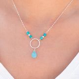 Blue Chalcedony Tear Drop Necklace ~ Sterling Silver 925 - Maresia Jewelry