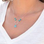 Blue Chalcedony Tear Drop Necklace ~ Sterling Silver 925 - Maresia Jewelry