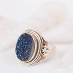 Blue Druzy Quartz Ring ~ Sterling Silver 925 ~ SMR096 - Maresia Jewelry