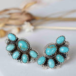 Turquoise Earrings ~ Gemstone ~ Post ~ Stud ~ Sterling Silver 925 ~ Jewelry ~ Blue ~ Handmade~ Statement earrings ~ME012