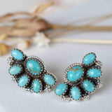 Turquoise Earrings ~ Gemstone ~ Post ~ Stud ~ Sterling Silver 925 ~ Jewelry ~ Blue ~ Handmade~ Statement earrings ~ME012