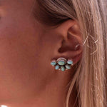 Turquoise Earrings ~ Gemstone ~ Post ~ Stud ~ Sterling Silver 925 ~ Jewelry ~ Blue ~ Handmade~ Statement earrings ~ME012