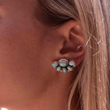 Turquoise Earrings ~ Gemstone ~ Post ~ Stud ~ Sterling Silver 925 ~ Jewelry ~ Blue ~ Handmade~ Statement earrings ~ME012