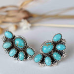 Turquoise Earrings ~ Gemstone ~ Post ~ Stud ~ Sterling Silver 925 ~ Jewelry ~ Blue ~ Handmade~ Statement earrings ~ME012
