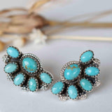 Turquoise Earrings ~ Gemstone ~ Post ~ Stud ~ Sterling Silver 925 ~ Jewelry ~ Blue ~ Handmade~ Statement earrings ~ME012