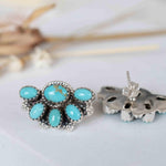Turquoise Earrings ~ Gemstone ~ Post ~ Stud ~ Sterling Silver 925 ~ Jewelry ~ Blue ~ Handmade~ Statement earrings ~ME012