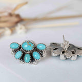 Turquoise Earrings ~ Gemstone ~ Post ~ Stud ~ Sterling Silver 925 ~ Jewelry ~ Blue ~ Handmade~ Statement earrings ~ME012