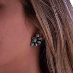 Turquoise Earrings ~ Gemstone ~ Post ~ Stud ~ Sterling Silver 925 ~ Jewelry ~ Blue ~ Handmade~ Statement earrings ~ME012
