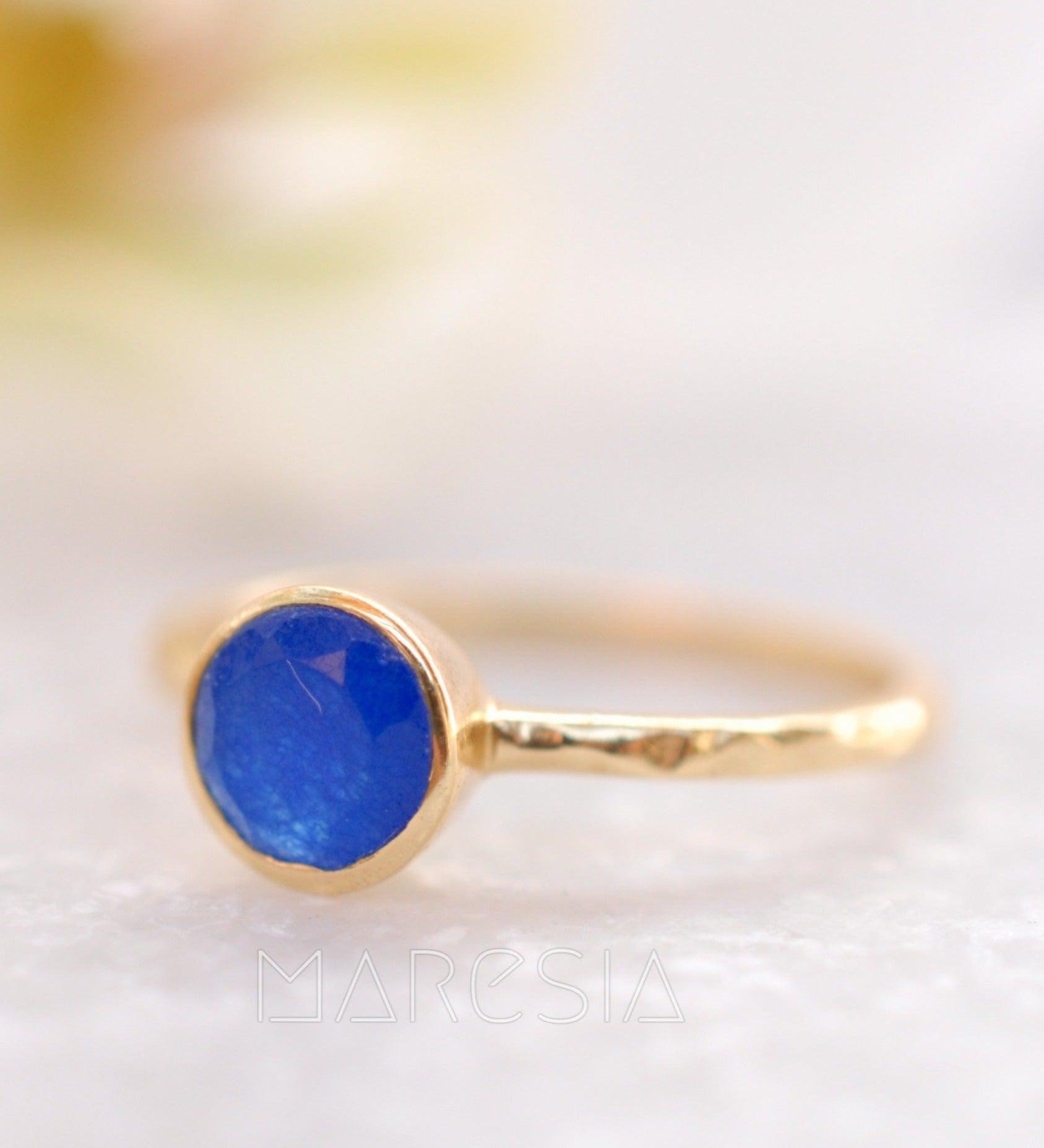 Blue Jade Ring  ~ Gold Plated ~ MR100A - Maresia Jewelry
