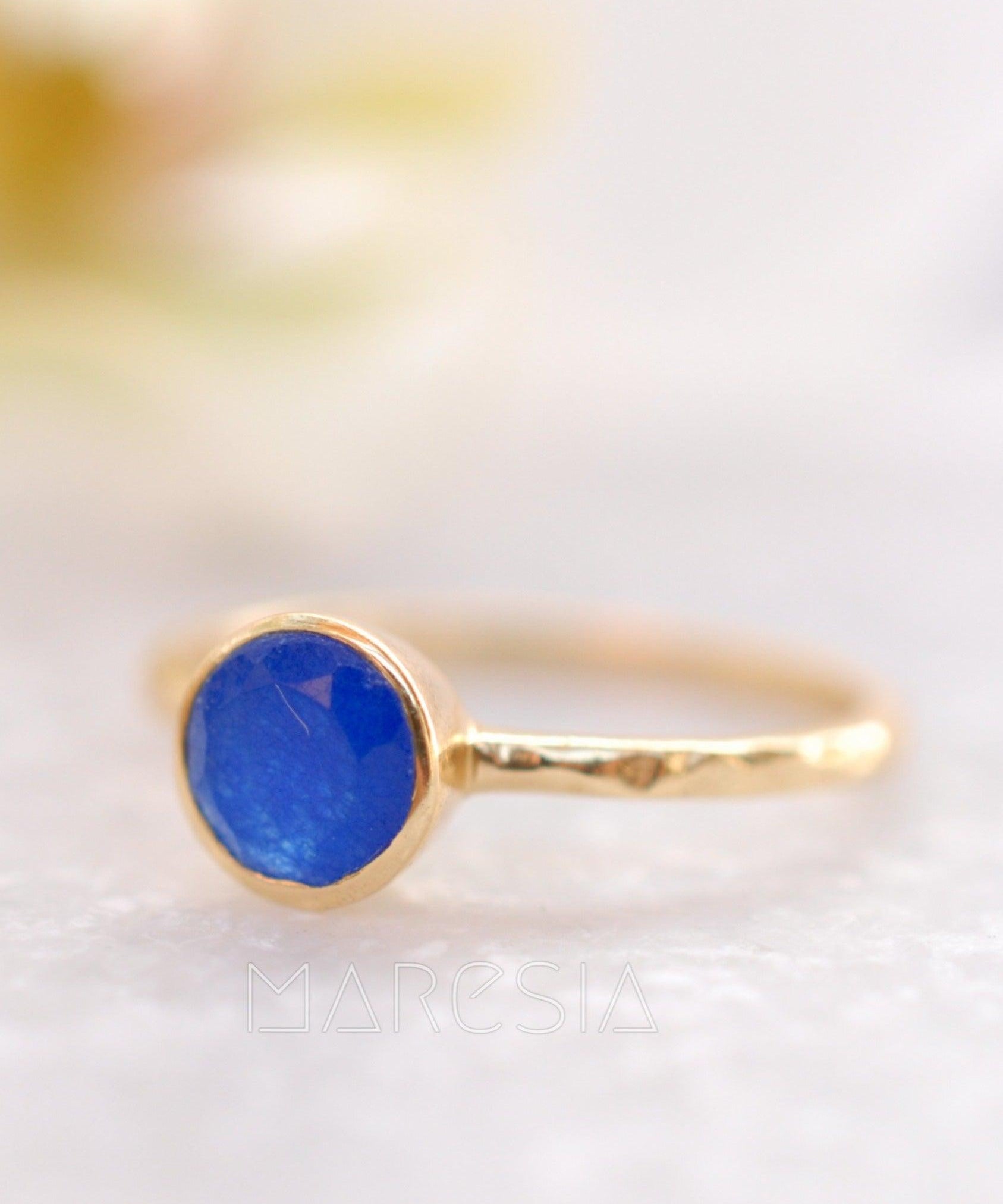 Blue Jade Ring  ~ Gold Plated ~ MR100A - Maresia Jewelry
