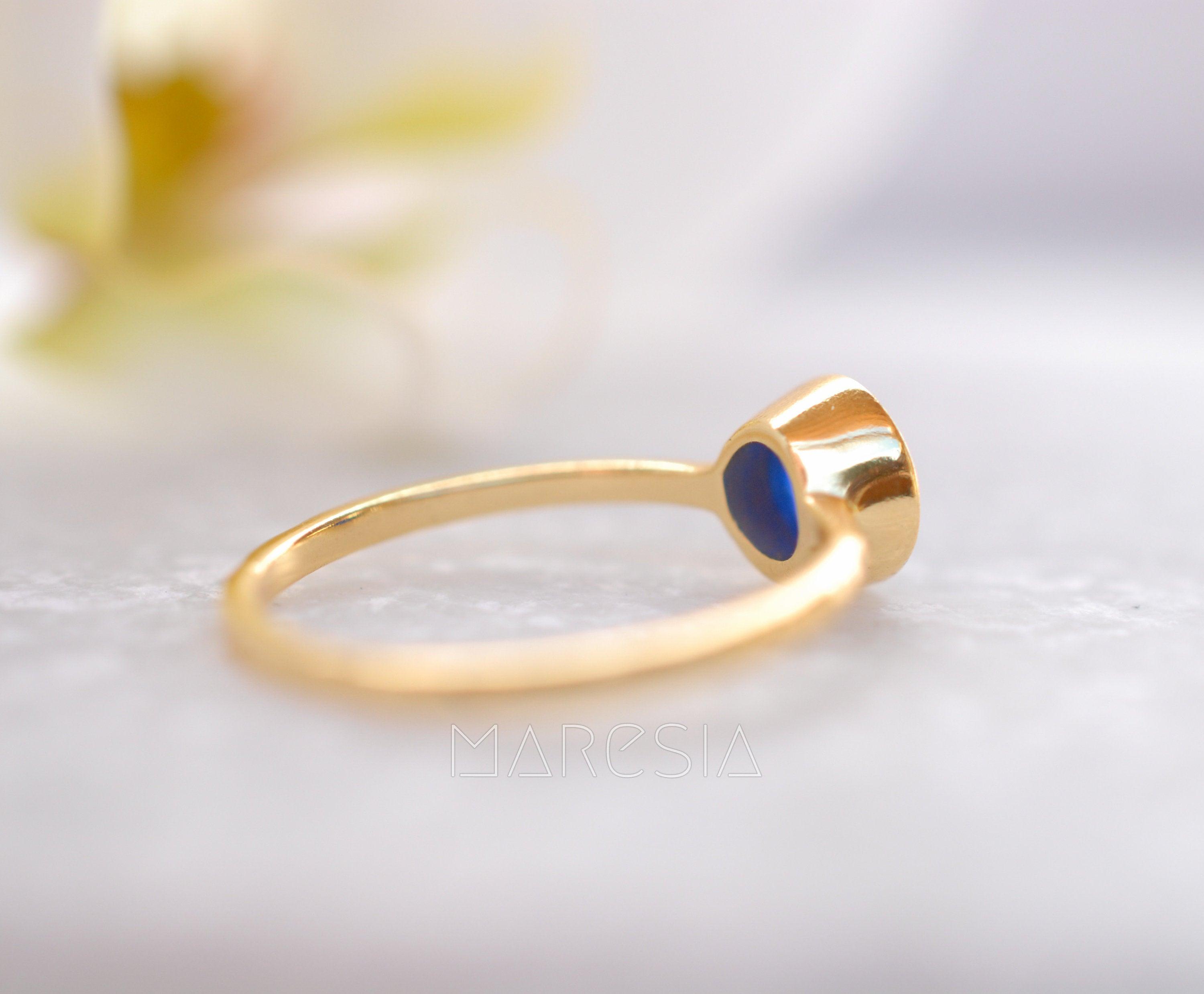 Blue Jade Ring  ~ Gold Plated ~ MR100A - Maresia Jewelry