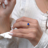 Blue Jade Ring  ~ Gold Plated ~ MR100A - Maresia Jewelry