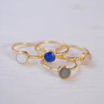 Blue Jade Ring  ~ Gold Plated ~ MR100A - Maresia Jewelry
