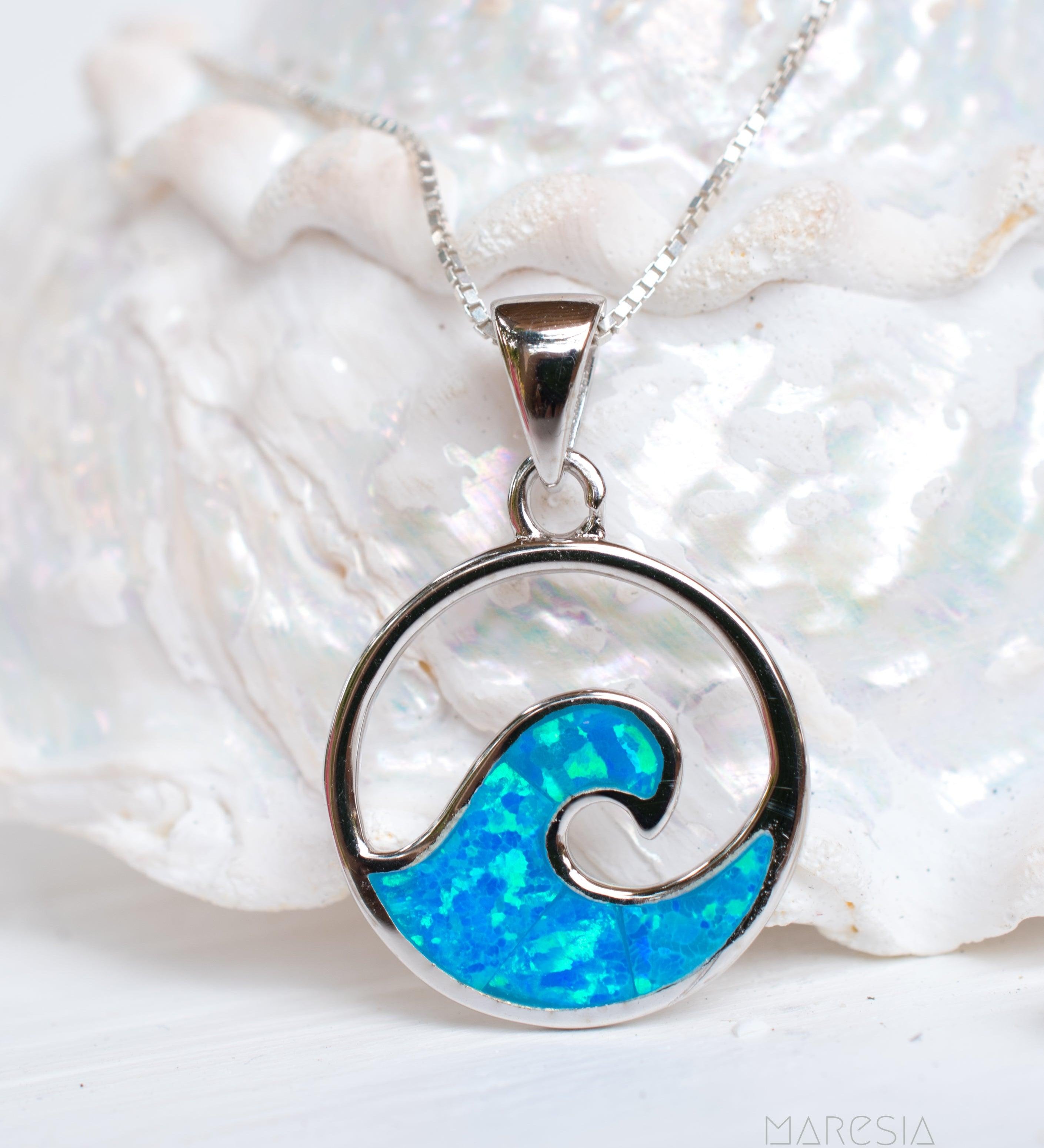 Blue Opal Pendant ~ Sterling Silver 925 ~SMP031 - Maresia Jewelry