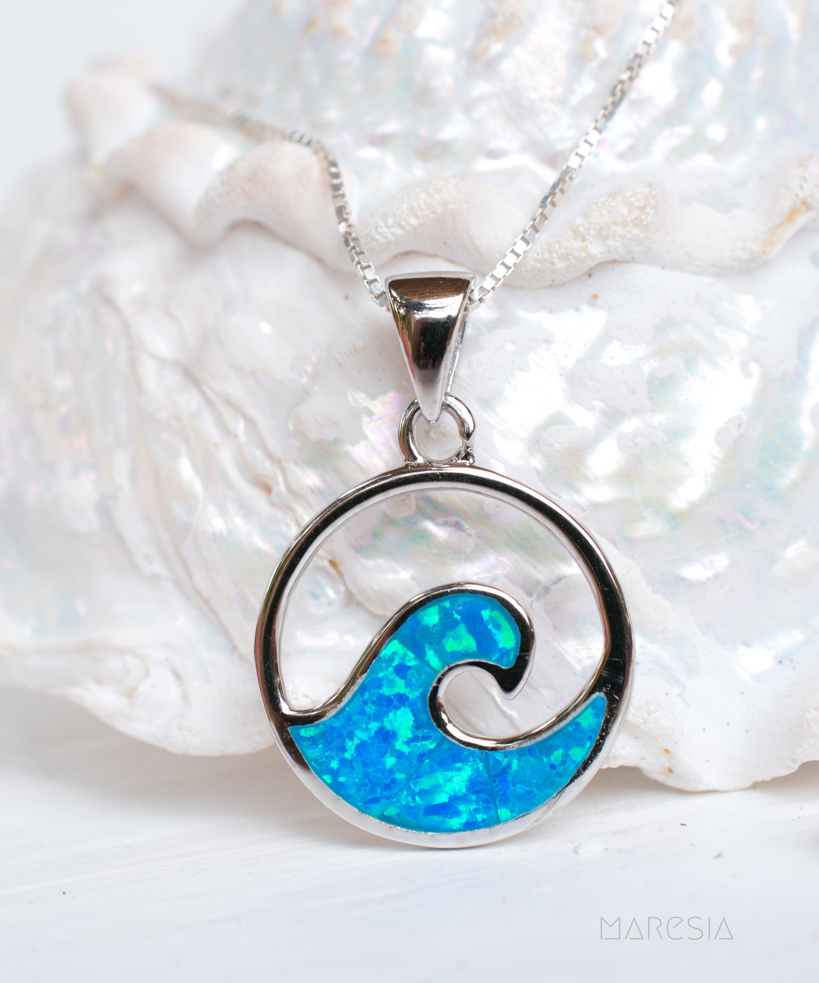 Blue Opal Pendant ~ Sterling Silver 925 ~SMP031 - Maresia Jewelry