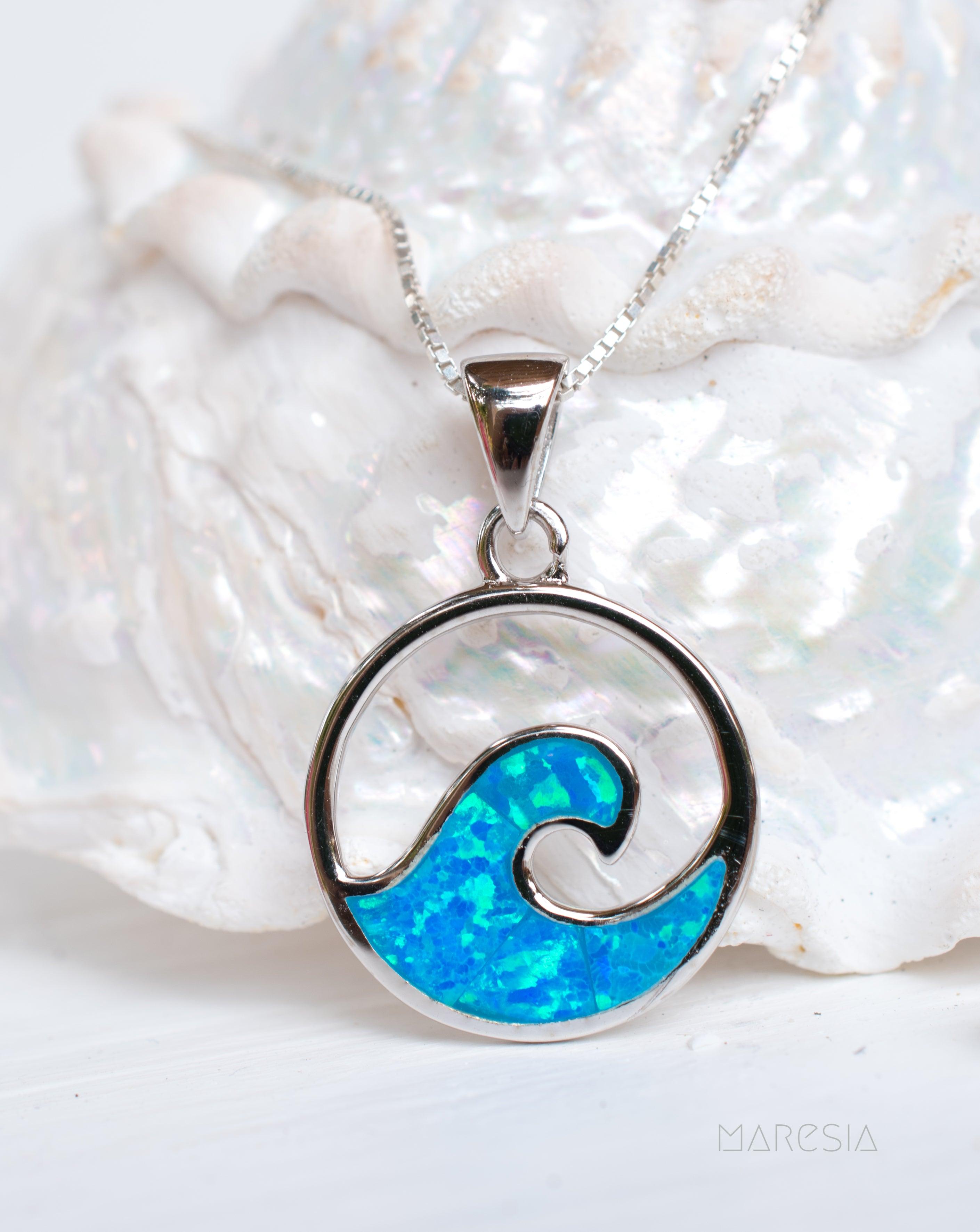 Blue Opal Pendant ~ Sterling Silver 925 ~SMP031 - Maresia Jewelry