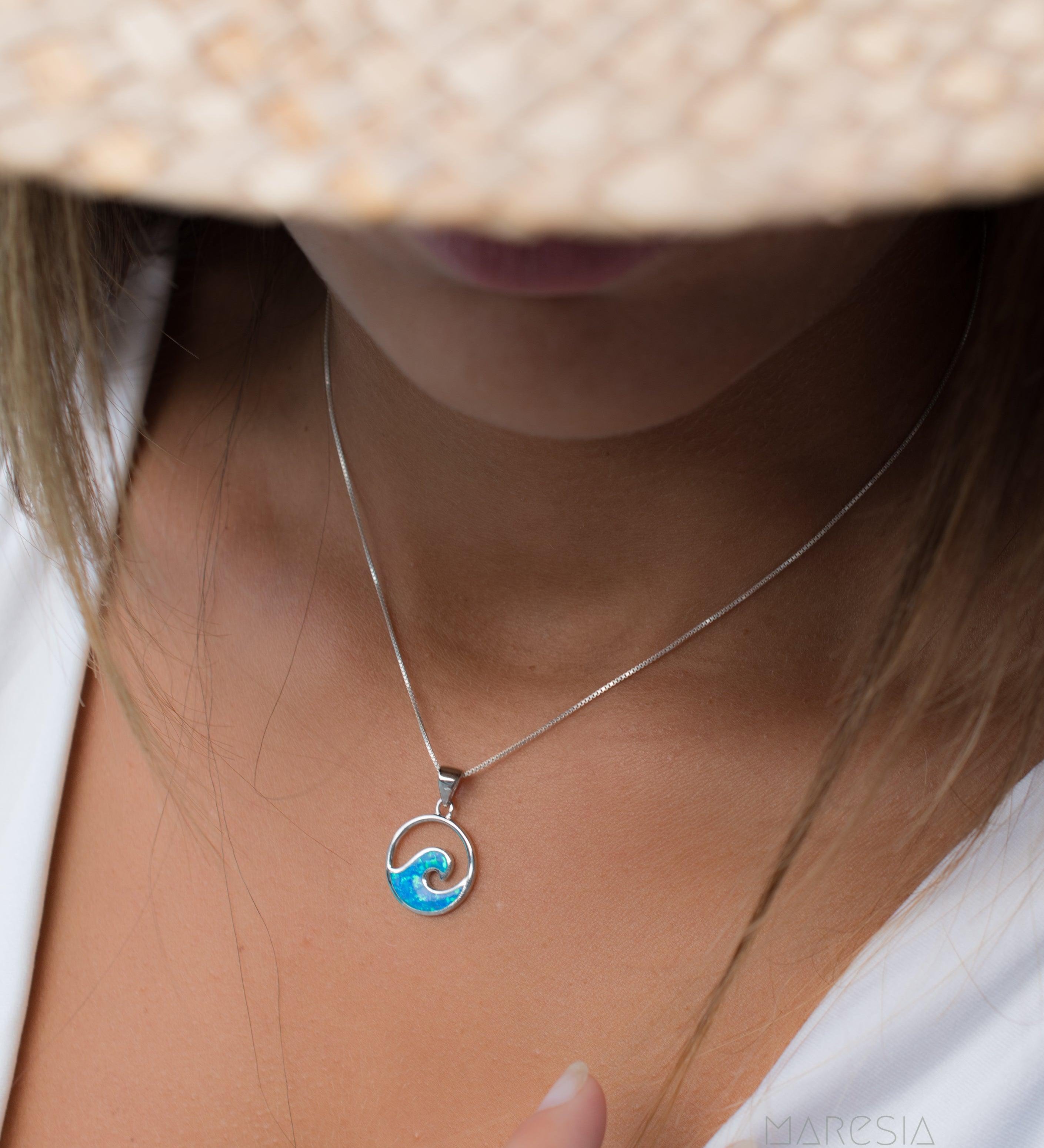 Blue Opal Pendant ~ Sterling Silver 925 ~SMP031 - Maresia Jewelry