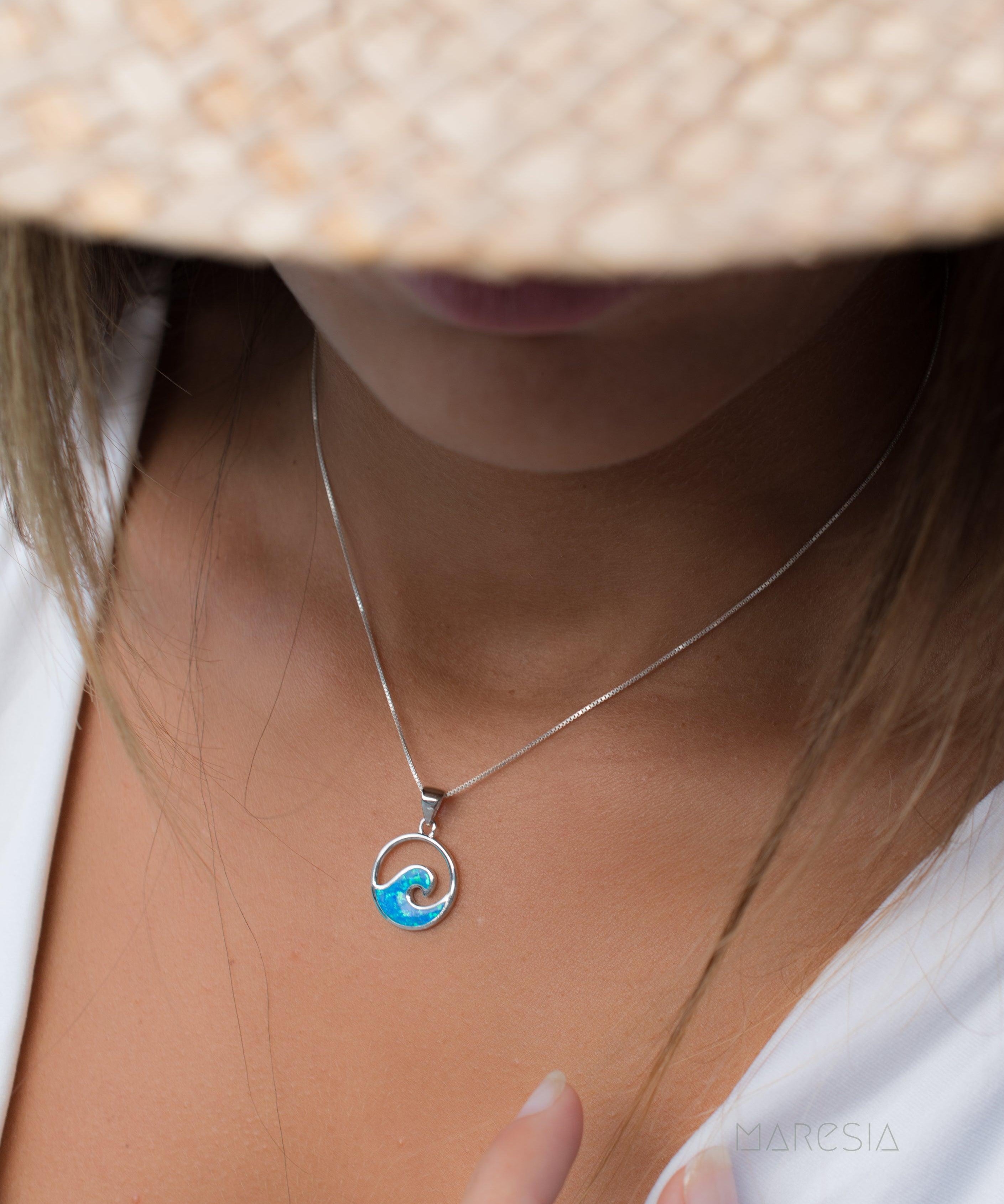 Blue Opal Pendant ~ Sterling Silver 925 ~SMP031 - Maresia Jewelry