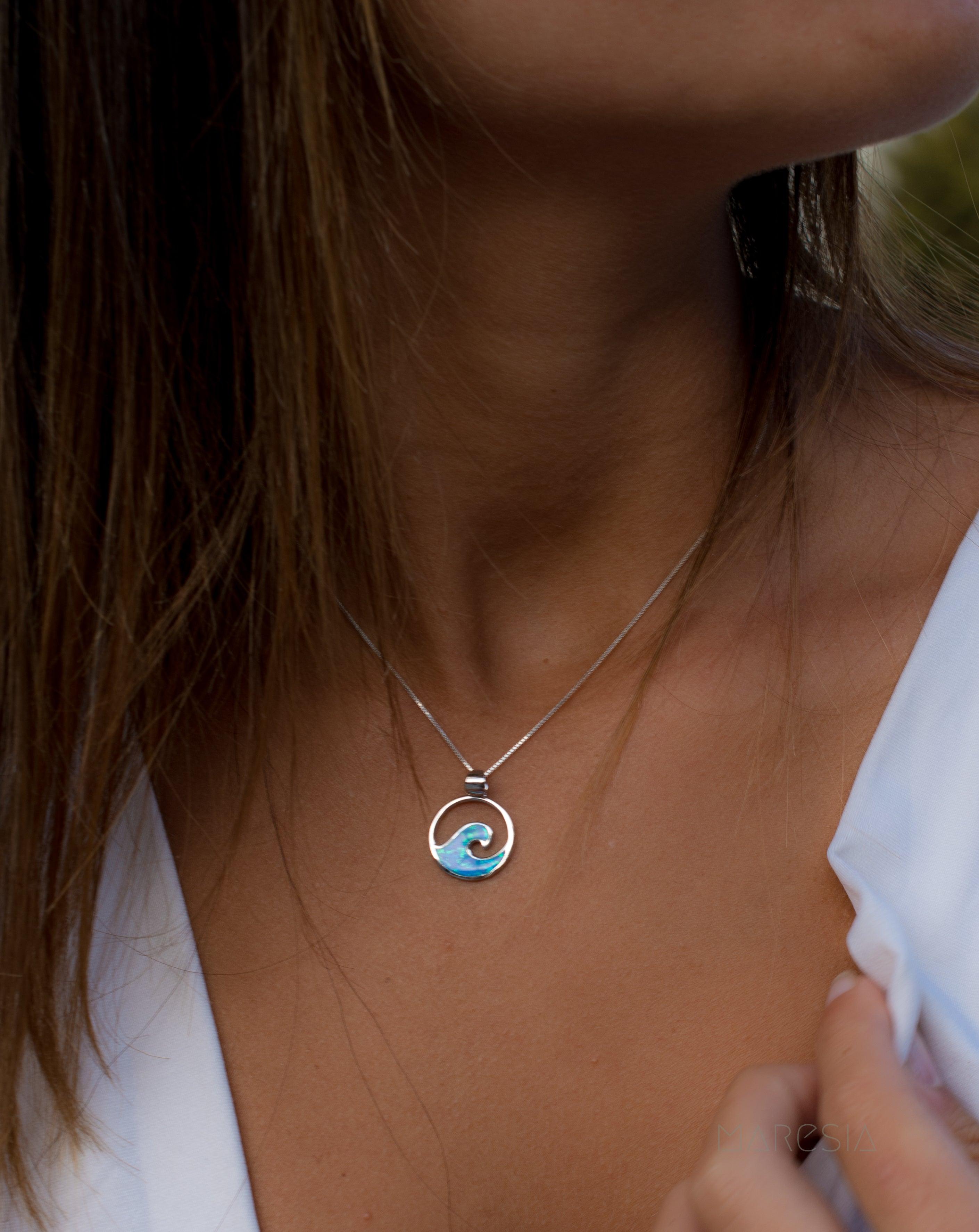 Blue Opal Pendant ~ Sterling Silver 925 ~SMP031 - Maresia Jewelry