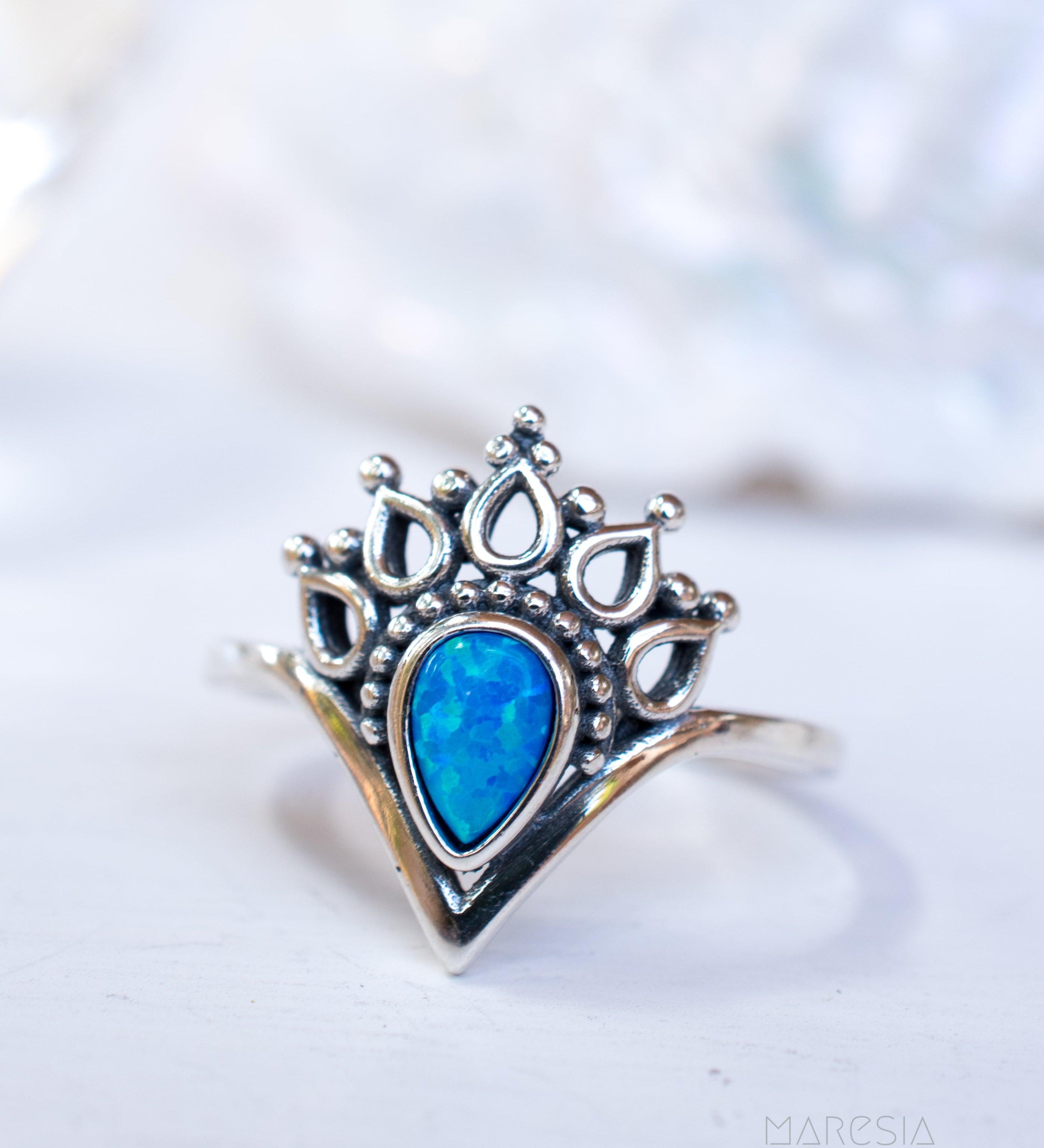 Blue Opal Ring ~Sterling Silver 925~ SMR046 - Maresia Jewelry