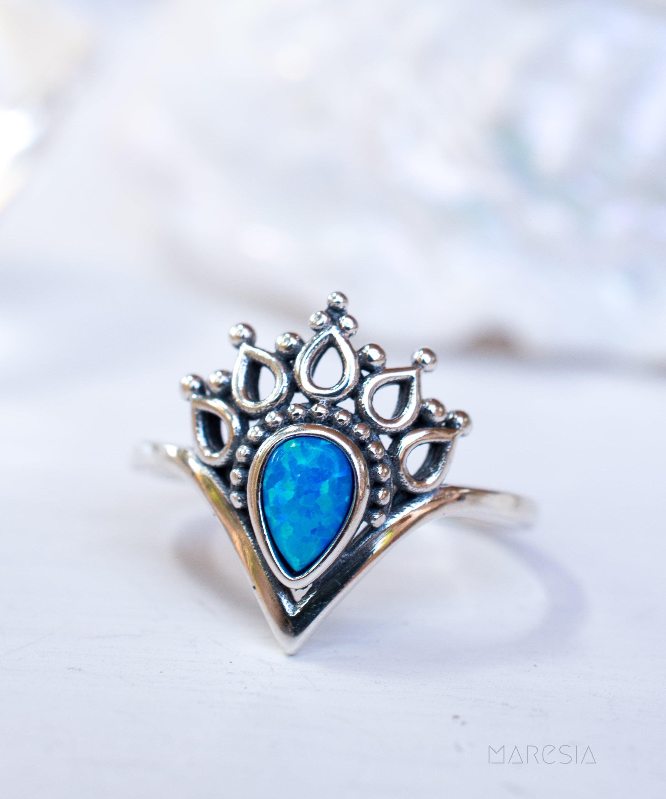 Blue Opal Ring ~Sterling Silver 925~ SMR046 - Maresia Jewelry