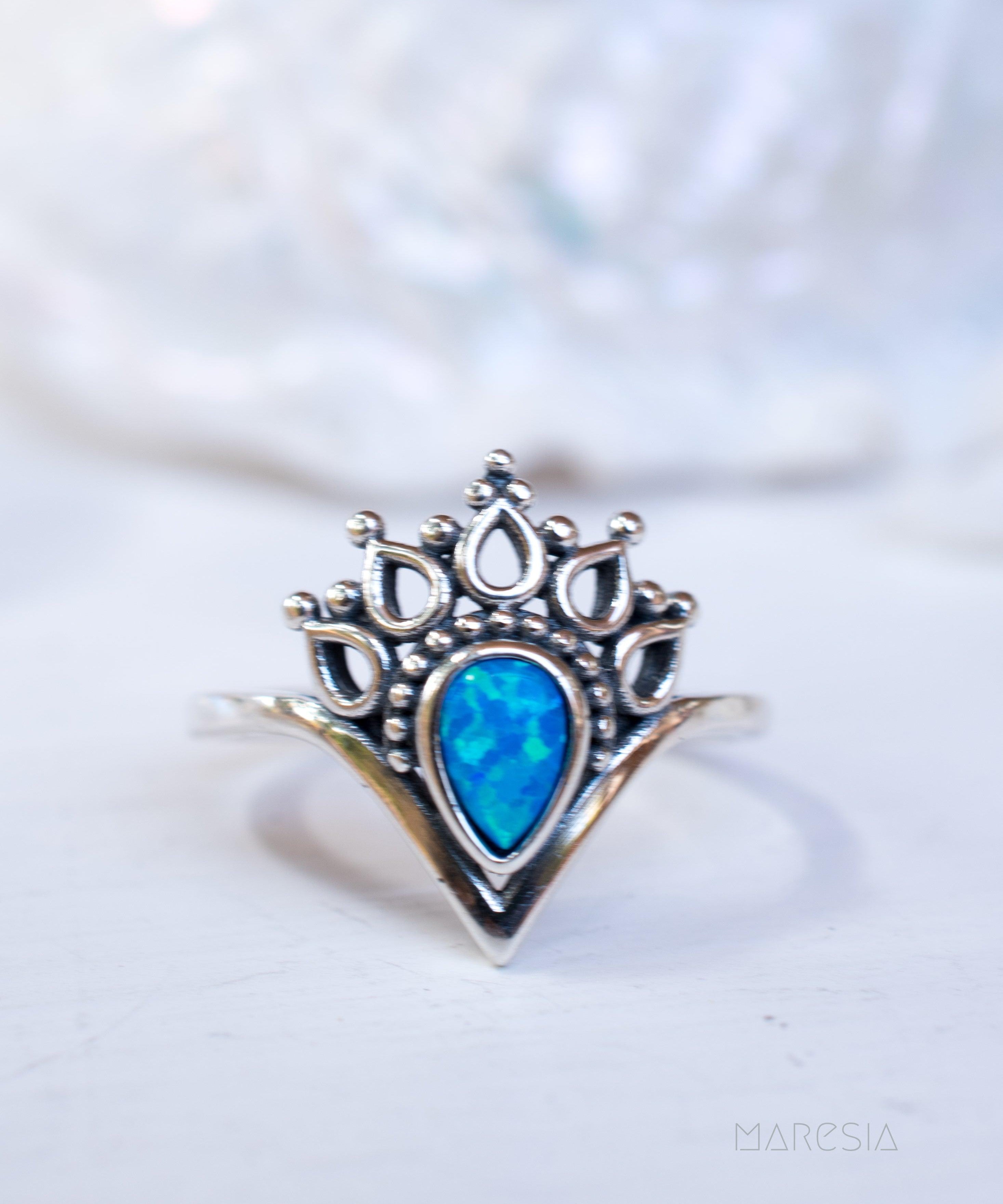 Blue Opal Ring ~Sterling Silver 925~ SMR046 - Maresia Jewelry