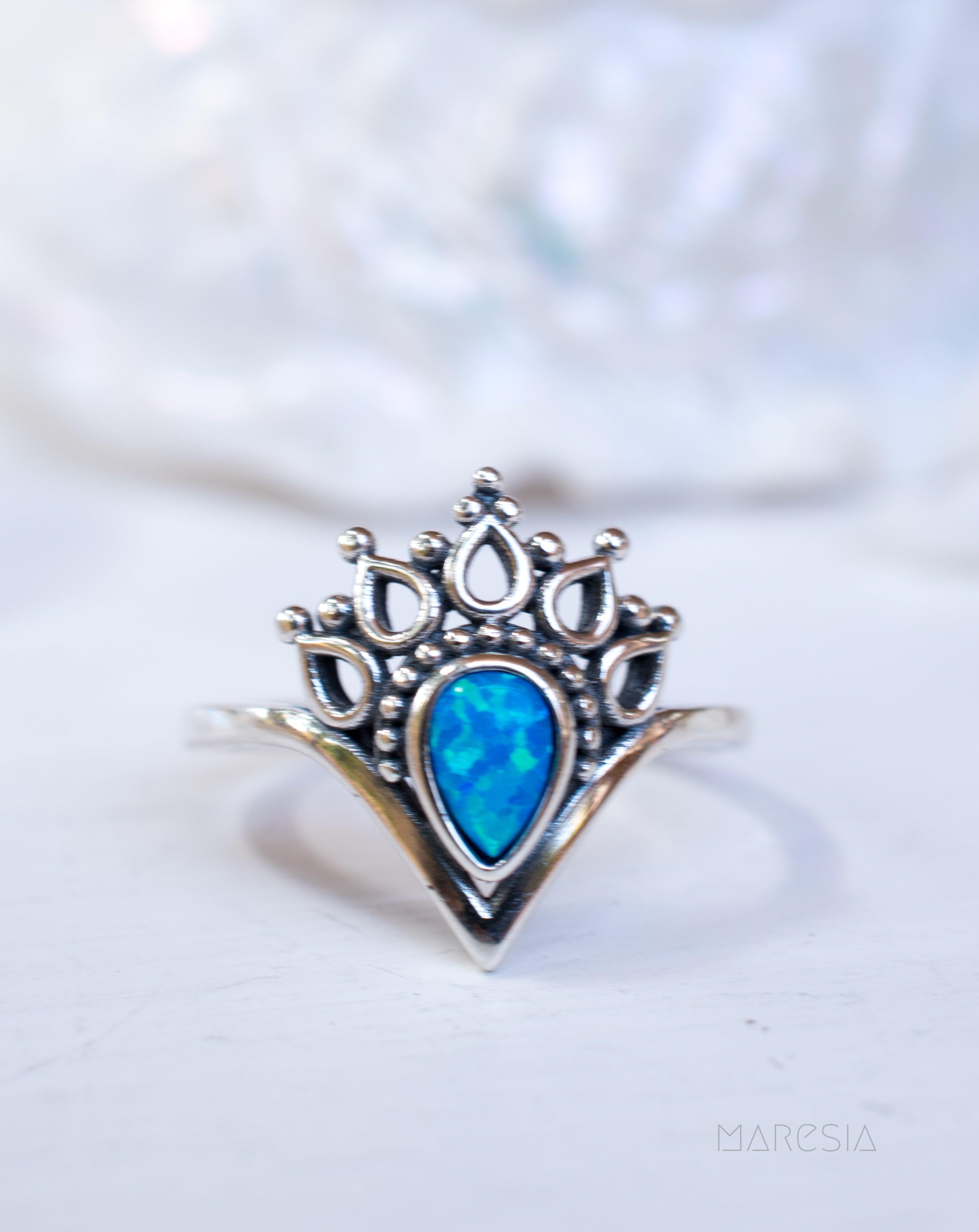 Blue Opal Ring ~Sterling Silver 925~ SMR046 - Maresia Jewelry