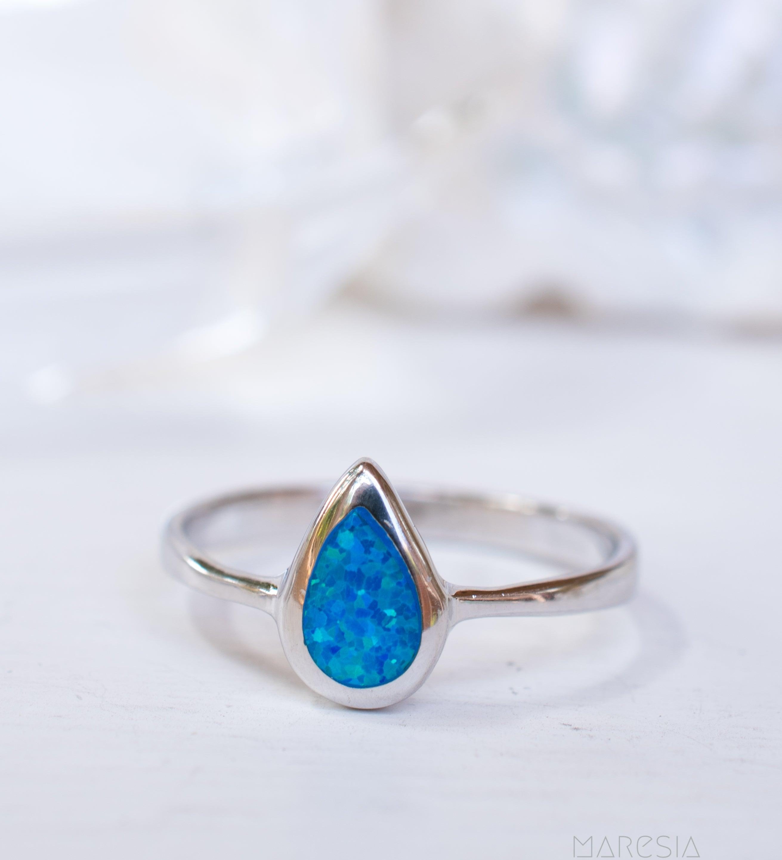 Blue Opal Ring ~Sterling Silver 925~ SMR047 - Maresia Jewelry