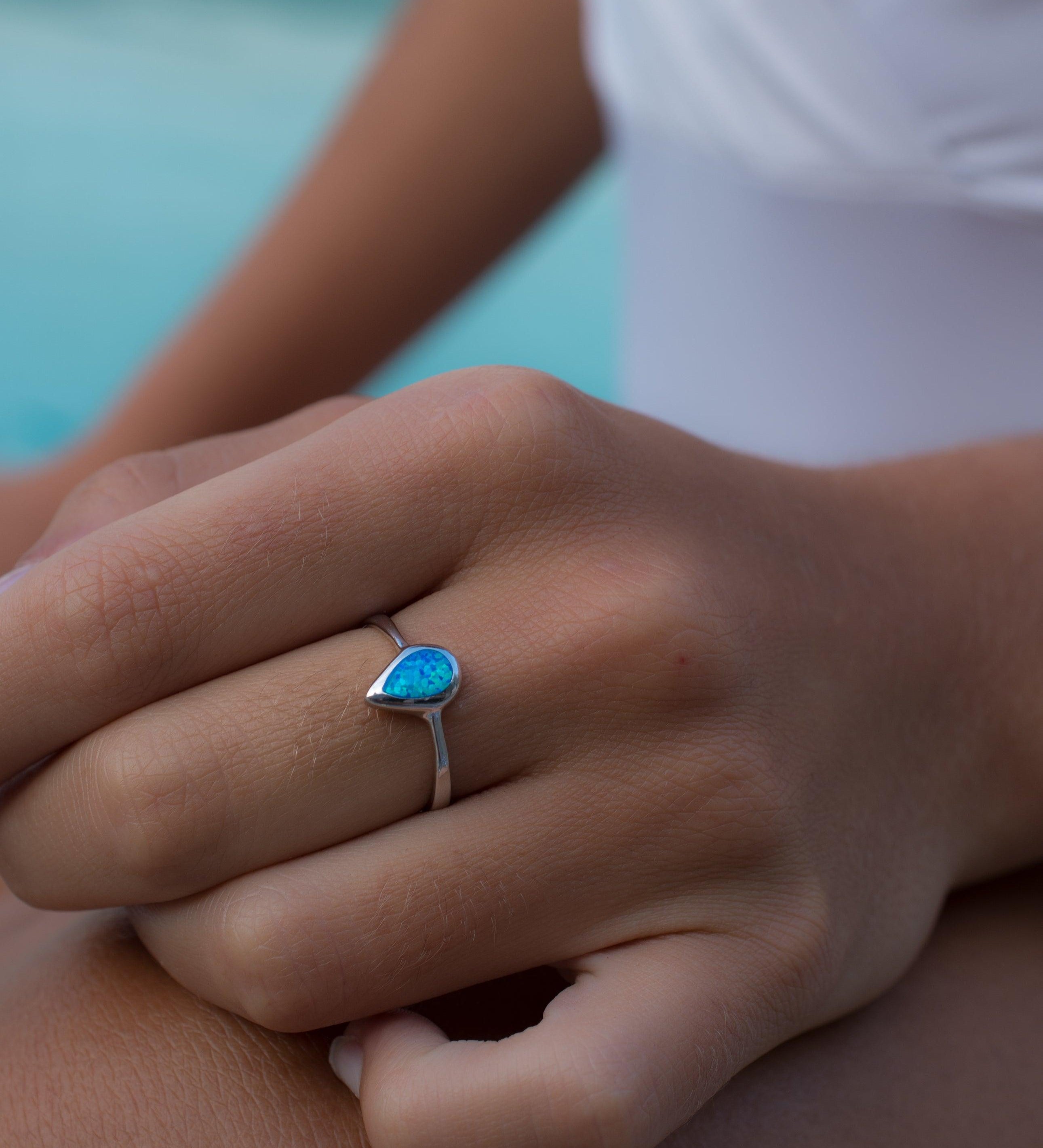 Blue Opal Ring ~Sterling Silver 925~ SMR047 - Maresia Jewelry