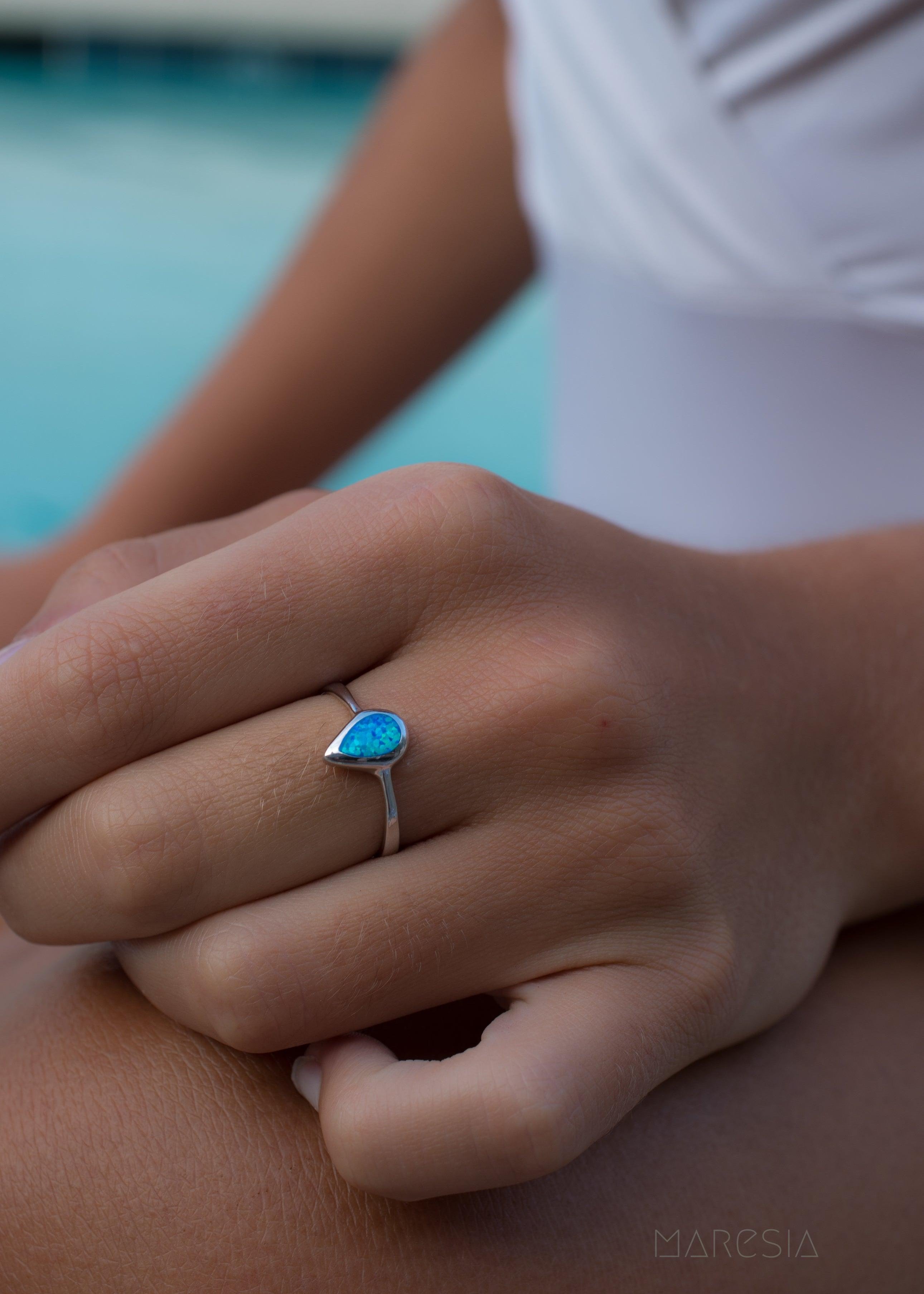 Blue Opal Ring ~Sterling Silver 925~ SMR047 - Maresia Jewelry
